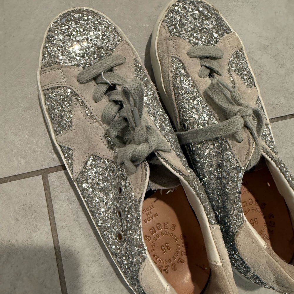 Golden Goose Silver Glitter Sneakers